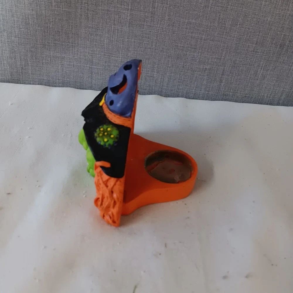 Vintage Halloween Witch Tealight Candle Holder 90s Decor Retro Kmart Green